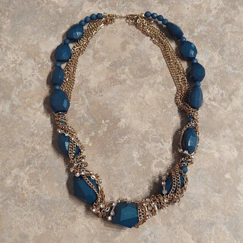Turquoise and Gold Statement Necklace